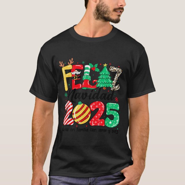 Camiseta Feliz Navidad 2025 Spanish Christmas Mexican Famil (Anverso)