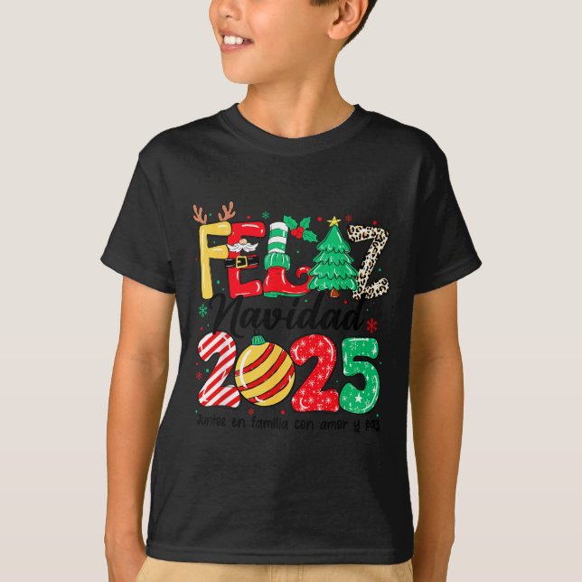 Camiseta Feliz Navidad 2025 Spanish Christmas Mexican Famil (Anverso)