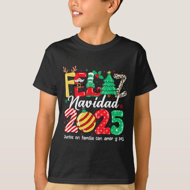 Camiseta Feliz Navidad 2025 Spanish Christmas Mexican Famil (Anverso)