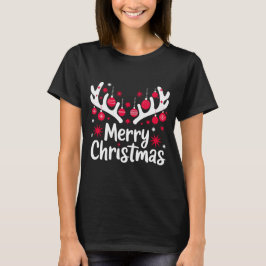 Camiseta Feliz Navidad a los renos con ornamentos -