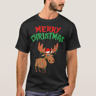 Camiseta Feliz Navidad a Navidades Xmas Moose Santa Hat M