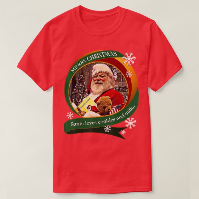 Camiseta Feliz Navidad a Papá Noel le encantan las galletas (Diseño del anverso)