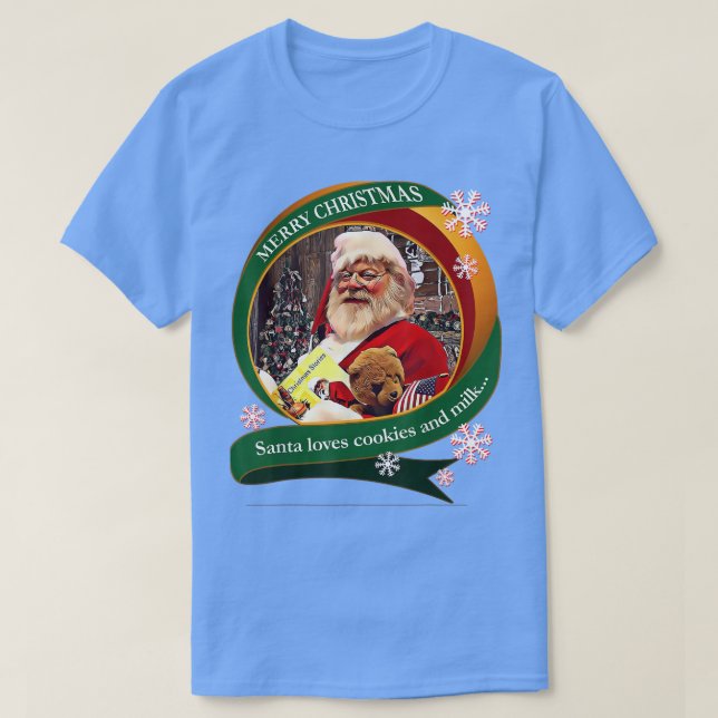Camiseta Feliz Navidad a Papá Noel le encantan las galletas (Diseño del anverso)