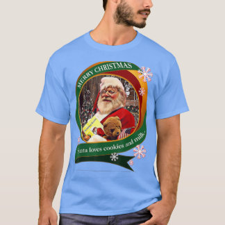 Camiseta Feliz Navidad a Papá Noel le encantan las galletas
