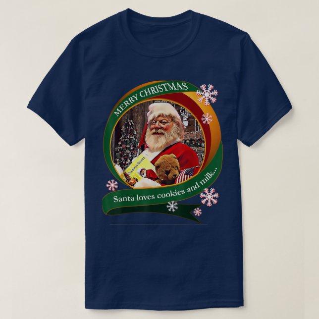 Camiseta Feliz Navidad a Papá Noel le encantan las galletas (Diseño del anverso)