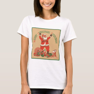 Camiseta ¡Feliz Navidad a todos! Vintage Santa Claus