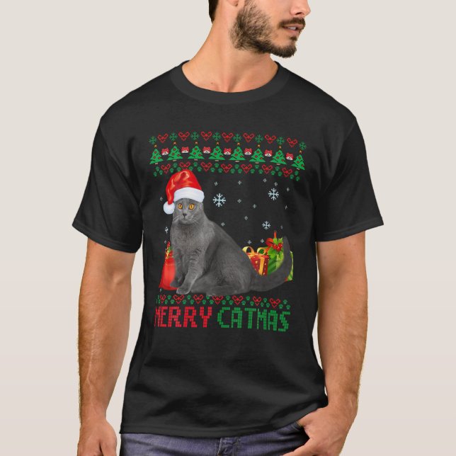Camiseta Feliz Navidad a un gato Navidades feos a la mamá (Anverso)