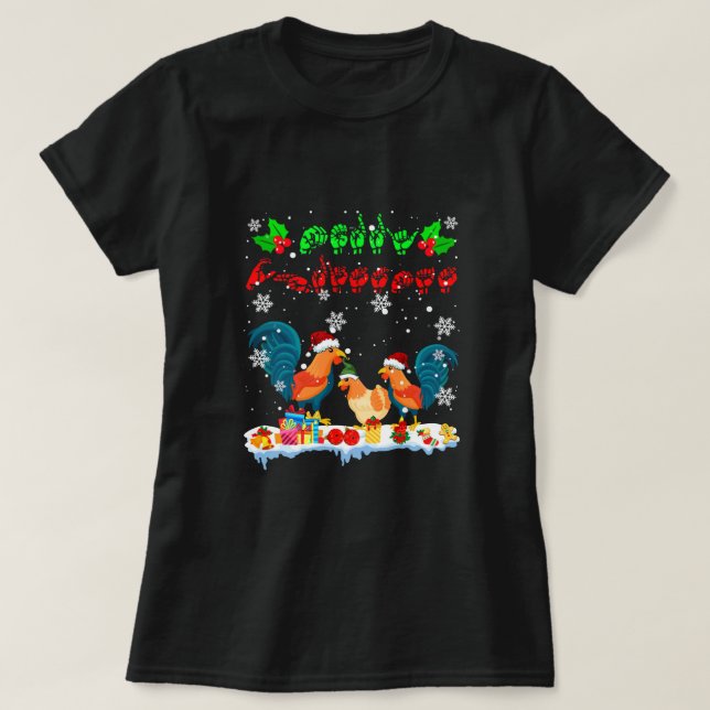 Camiseta Feliz Navidad a un granjero agricultor de pollo Ró (Diseño del anverso)