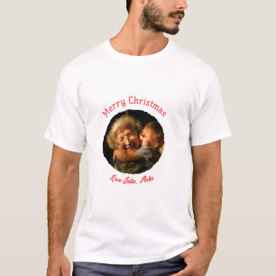 Camiseta Feliz Navidad abuela hija foto círculo