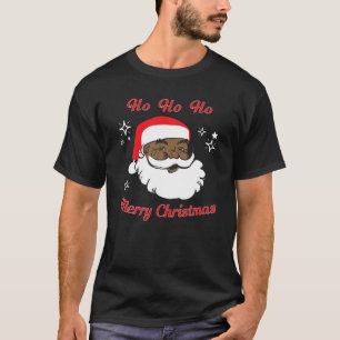 Camiseta Feliz Navidad African American Black Santa Claus