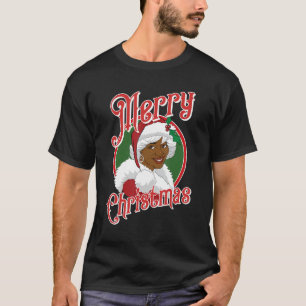 Camiseta Feliz Navidad African American Santa Black Mrs C