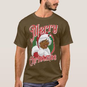 Camiseta Feliz Navidad African American Santa Black Mrs C