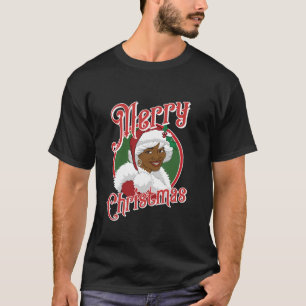 Camiseta Feliz Navidad African American Santa Black Mrs C