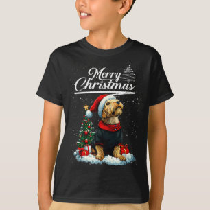 Camiseta Feliz Navidad Airedale Terrier Sombrero Santa Perr