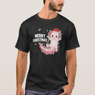 Camiseta Feliz Navidad Ajolote Luces de Navidad Salamandra