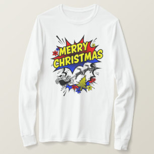 Camiseta Feliz Navidad al Estilo Pop Art de Cómic