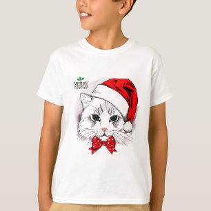 Camiseta Feliz Navidad al gato blanco