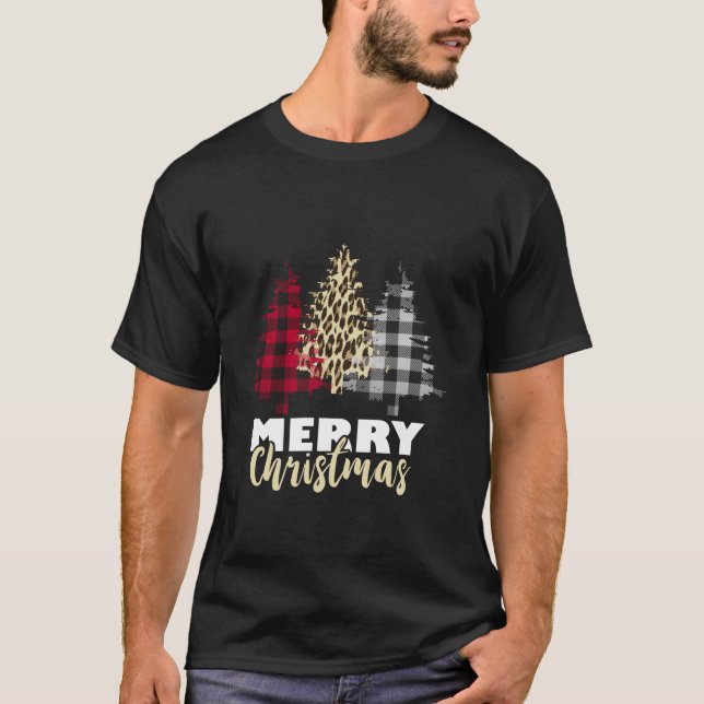 Camiseta Feliz Navidad al leopardo navideño búfalo en Navid (Anverso)