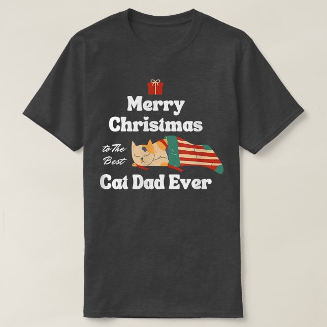 Camiseta Feliz Navidad Al Mejor Papá Gato De La Historia  (Diseño del anverso)