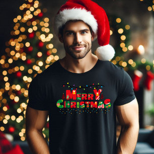 Camiseta Feliz Navidad: Alegría iluminada en la tipografía