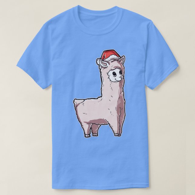 Camiseta Feliz Navidad Alpaca Santas Gorra Llama 3 (Diseño del anverso)