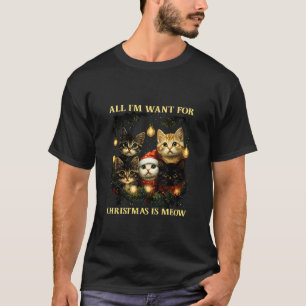 Camiseta Feliz Navidad Amante Gato Meowy Divertida Navidad