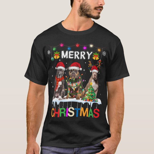 Camiseta Feliz Navidad Americano Bully Santa Navidades Tre (Anverso)