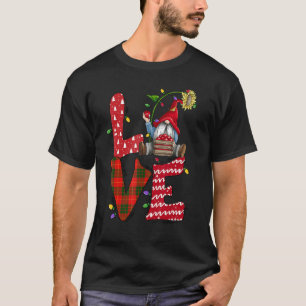 Camiseta Feliz Navidad Amor Cute Gnome Luces de girasol