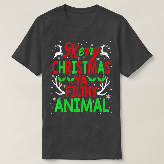 Camiseta Feliz Navidad Animal Filthy Ya Hombres Mujeres Niñ (Diseño del anverso)