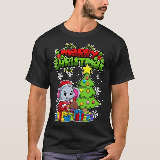 Camiseta Feliz Navidad Animales Xmas Elefante (Anverso)