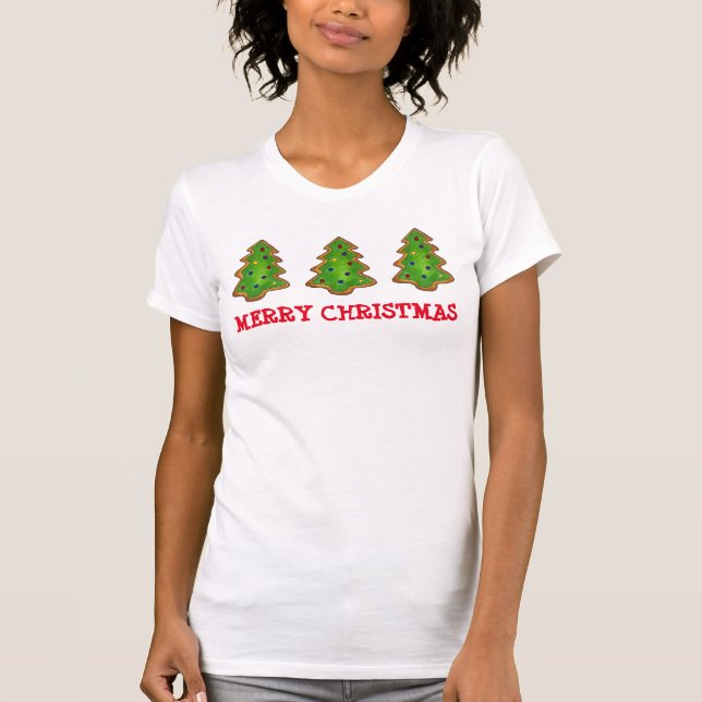 Camiseta Feliz Navidad Árbol de Azúcar Cookie Festividad (Anverso)