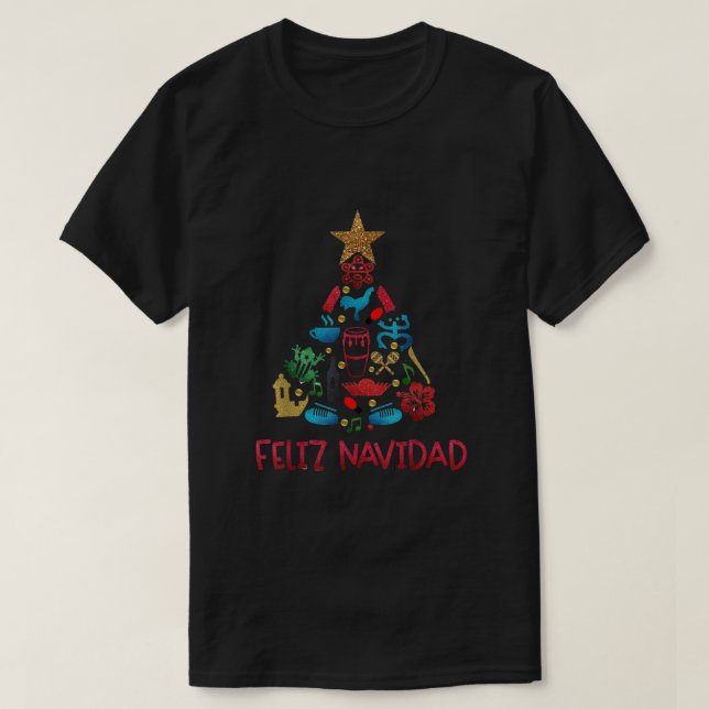 Camiseta Feliz Navidad Árbol de Navidad en Puerto Rico Funn (Diseño del anverso)
