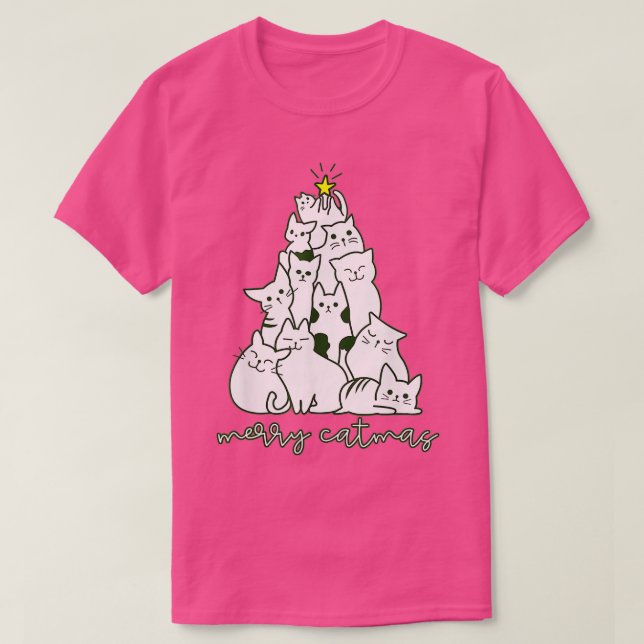 Camiseta Feliz Navidad Árbol de Navidad Gatos de Invierno S (Diseño del anverso)