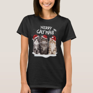 Camiseta Feliz Navidad Árbol de Navidad Santa Kitten Navida