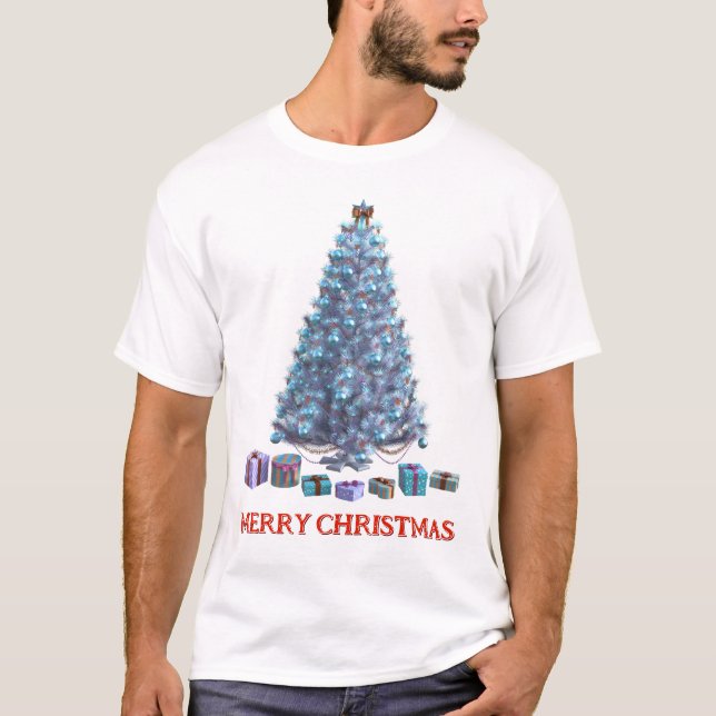Camiseta Feliz Navidad. Árbol (diseño 2) con regalos (Anverso)