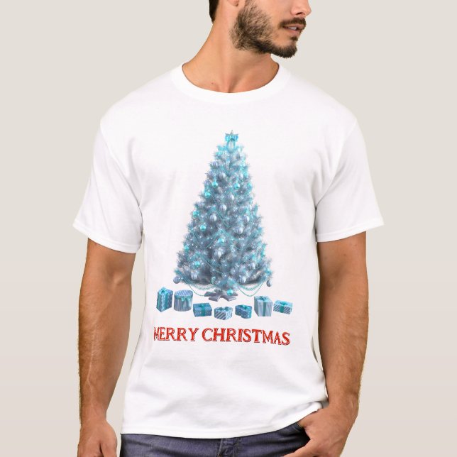 Camiseta Feliz Navidad. Árbol (diseño 4) con regalos (Anverso)