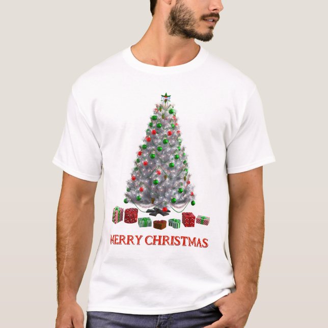 Camiseta Feliz Navidad. Árbol (diseño 6) con regalos (Anverso)