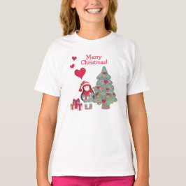 Camiseta Feliz Navidad - Árbol y Chica decorados