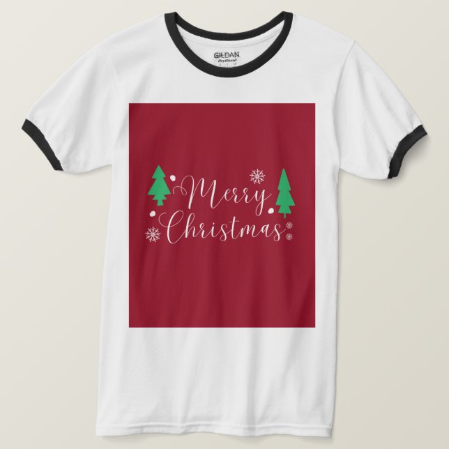 Camiseta Feliz Navidad Árboles y Estrellas (Anverso del diseño)