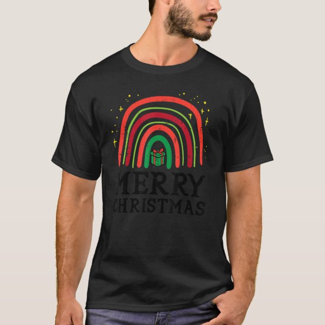 Camiseta Feliz Navidad Arcoiris lindo Navidad Mujeres Niños (Anverso)