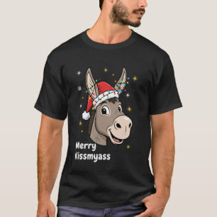 Camiseta Feliz Navidad Asno BesamiTrasero Luces de Santa Ho