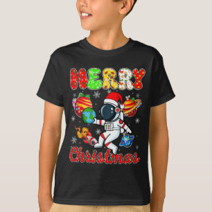 Camiseta Feliz Navidad Astronauta Gorro de Santa Copos de N