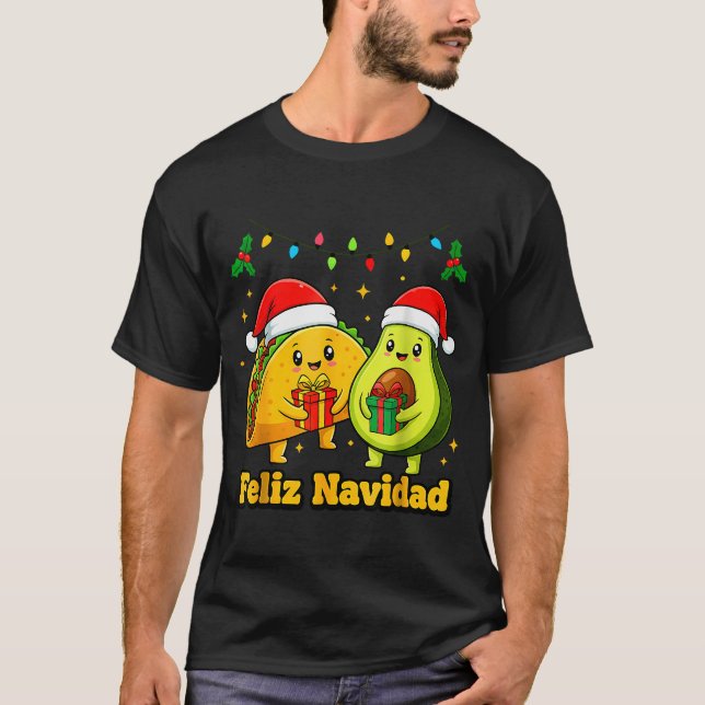 Camiseta Feliz Navidad Avocado Tacos Mexican Xmas Family Ma (Anverso)