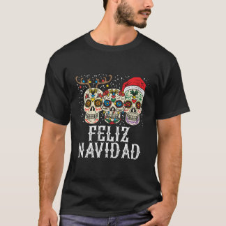 Camiseta Feliz Navidad: Azúcar cráneo reno Santa Fun