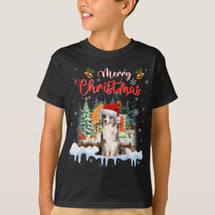 Camiseta Feliz Navidad Azul Merle Collie Dog Santa Hat Li