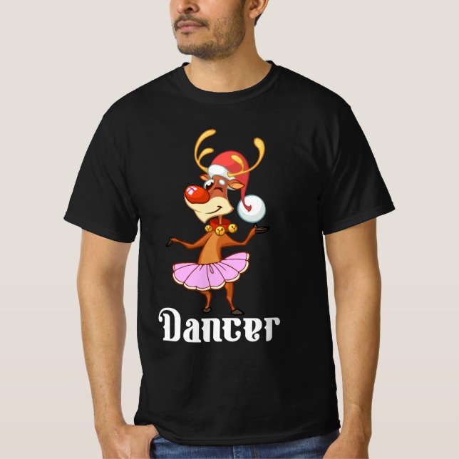 Camiseta Feliz Navidad bailando reno, bailarina de ciervos (Anverso)