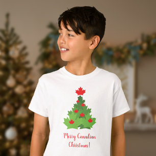 Camiseta Feliz Navidad Bandera de Hoja de Arce Canadiense N