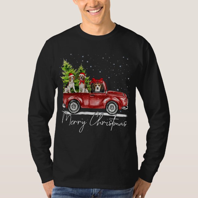 Camiseta Feliz Navidad Beagle Lover Santa Light Reindee (Anverso)