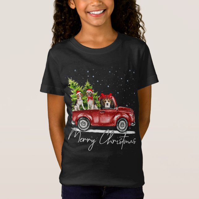 Camiseta Feliz Navidad Beagle Lover Santa Light Reindee (Anverso)