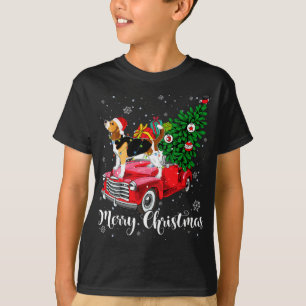 Camiseta Feliz Navidad Beagle Santa Light Red Truck Xmas